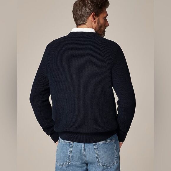 NWT J CREW Heritage cotton ribbed sweater in Darkest Indigo Navy - Picture 4 of 7